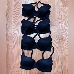 4 Victoria’s Secret Body By Victoria Lightly Lined Smooth Demi Bras Black 34D